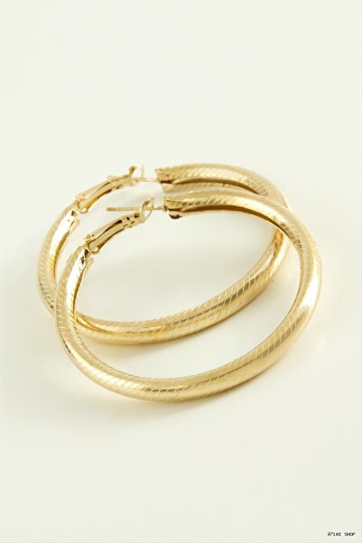 ZERO LAND Ilkestor Striped Tube Hoop Earrings 3.5 (71450) cm Yellow