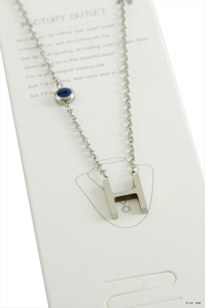 ZERO LAND Ilkestor Silver Color Letter (71727) Steel Necklace