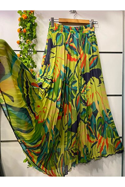 edu collection Patterned Chiffon A-Line Skirt Lined