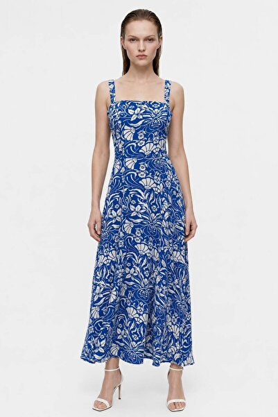 HAKKE Floral strap midi woven dress