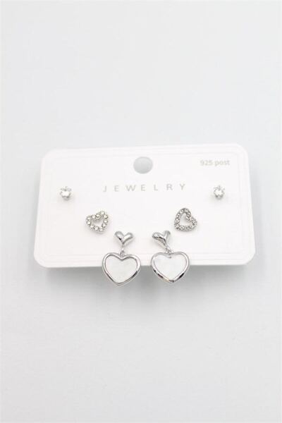 Ethab Ticaret Glb-Stl41414 Multiple Set Earrings - Silver