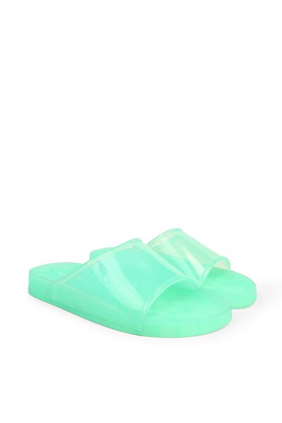 Benetton Women's Mint Green Jelly Slippers – Transparent Single-Strap Summer ...