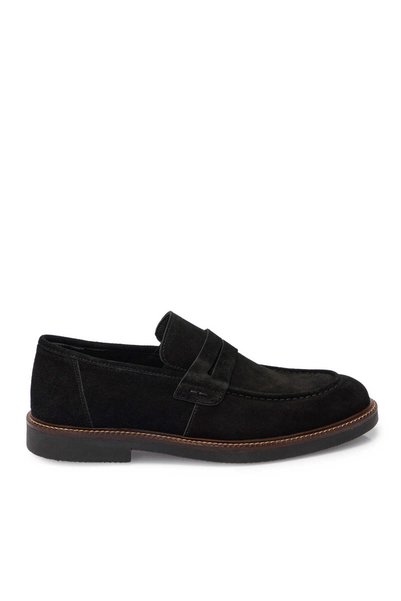 Tergan Siyah Hakiki Süet Deri Erkek Loafer - E25S1AY57435-A01