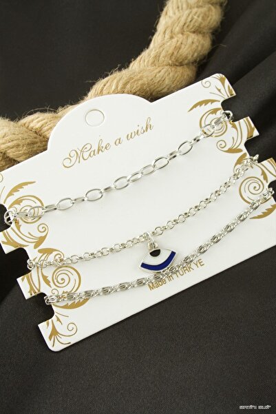 ZERO LAND Spt-Gld Eye Chain Bracelet 3 Pieces (102036) Silver Color
