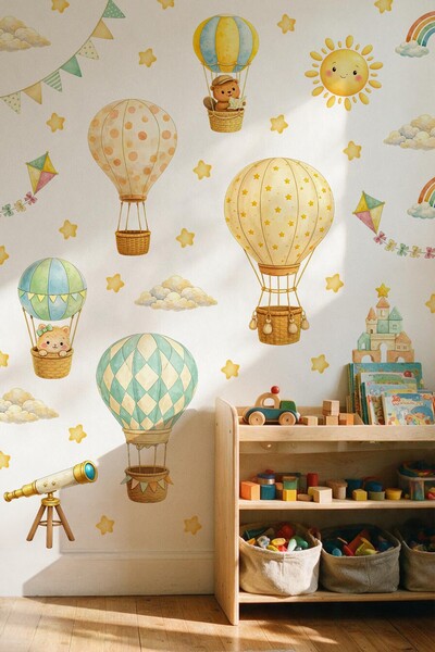 MSticker Balloons Kids Room Wall Sticker Set – Rainbow, Cloud and Star Decora...