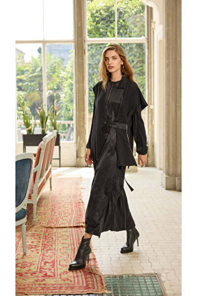 MissWhence Cupra Silk Dress with a Felt jacket