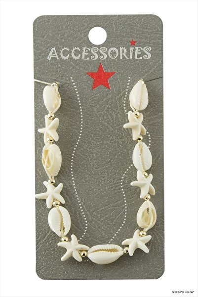 ZERO LAND Spt-Gld Starfish Seashell (13318) Anklet Cream
