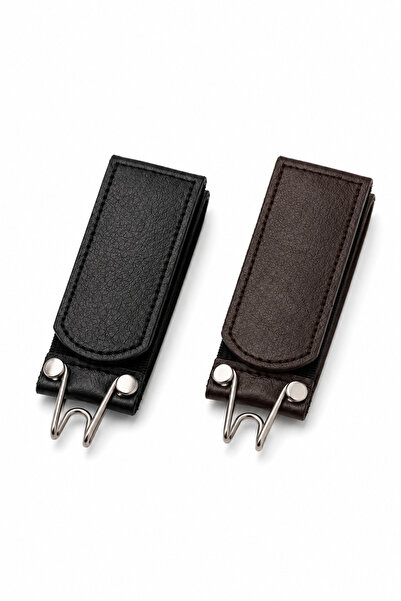 Livize 2-Piece Black Brown Hooked Flexible Belt Alternative Elastic Belt Atta...