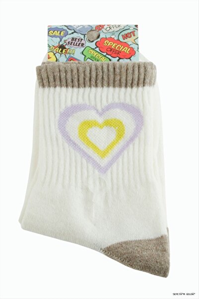 ZERO LAND Spt-Gld Heart College Socks (95148) 8X28 White