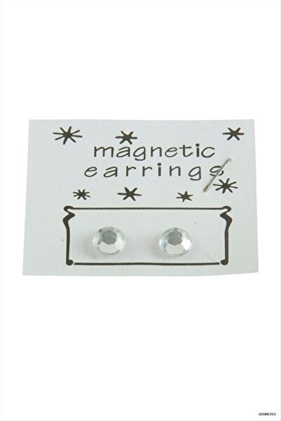 ZERO LAND Csmo-Tex Single Stone Magnet Glass Earrings 6 mm (101125) Silver Color