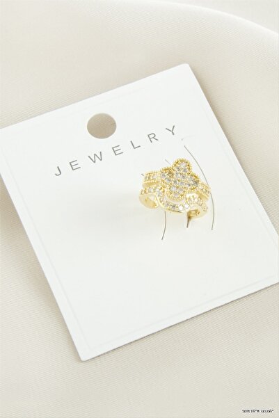 ZERO LAND Spt-Gld Flower Zircon Stone Luxury Cartilage (95056) Earrings Yellow