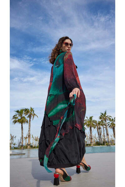 MissWhence Artistic Draped Maxi Dress with Layered Hem