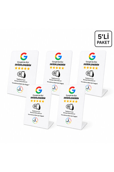 Premium NFC Google Değerlendirme Standı 5’li Paket