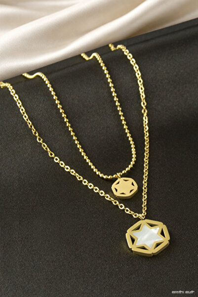ZERO LAND Spt-Gld Star Steel Double (102825) Necklace Yellow