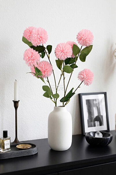 Yapay Çiçek Deposu Yapay Çiçek 3'lü Top Karanfil Dalı 67 cm Pembe