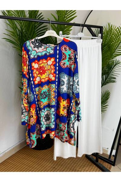 ÖZNE BUTİK Plus Size Suit 100% Cotton Lycra Combed Cotton Suit