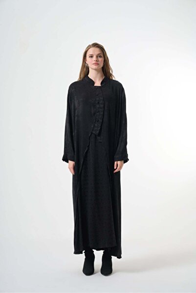 MissWhence Elegant Floral Jacquard Maxi Shirt Dress