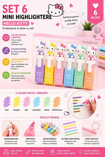 Generic Brand Set of 6 Mini Pastel Highlighters, Highlighter Markers with Hel...