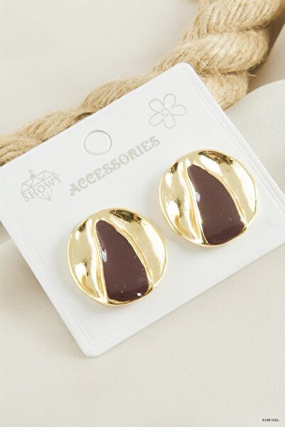 ZERO LAND Muratech Round Enamel (163619) Earrings Brown