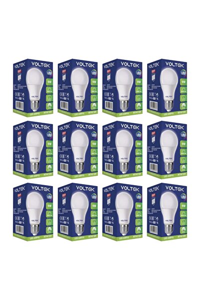 Voltek Led Ampul 9W E27 Duy Beyaz Işık x 12 Adet