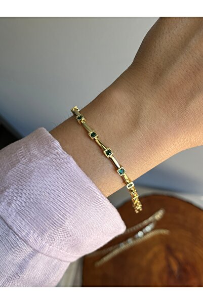 yeknova Xuping 14K Gold Renginde Özel Seri Zümrüt Taşlı Kararmaz Kadın Bileklik