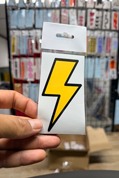 Yalıgraf Reklam Tabela Lightning Bolt Sticker Yellow Black Motor Sticker Helm...
