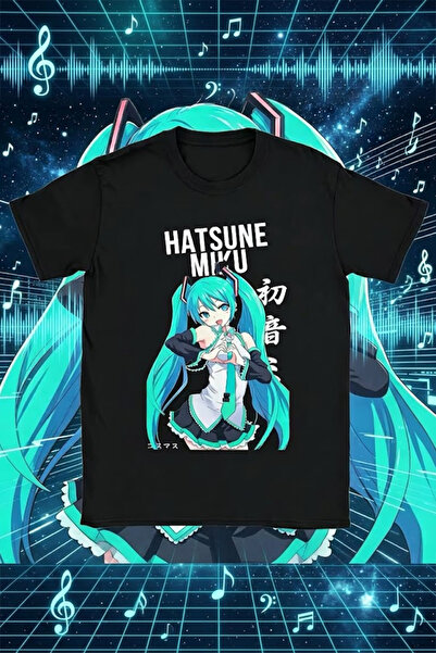 Köstebek Tricou Unisex Negru Anime Hatsune Miku Love