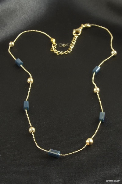 ZERO LAND Spt-Gld Rectangular Crystal Chain (110616) Necklace Anthracite
