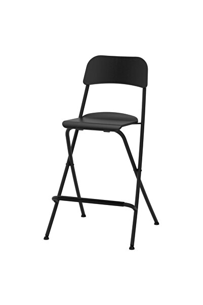 OEM Scaun bar cu spătar, pliant 63 cm înălțimea blatului negru/negru FRANKLIN...