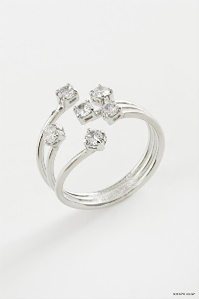 ZERO LAND Spt-Gld 6 Zircon Stone Ring (114546) Silver Color
