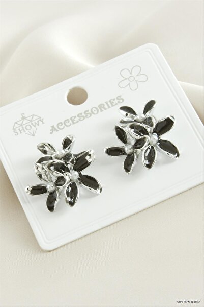 ZERO LAND Spt-Gld Daisy Enamel Earrings (110436) Silver Color