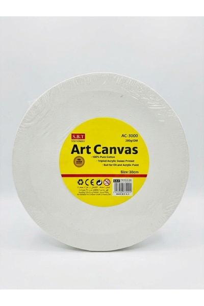 S.B.T Stationery Round Wrapped Canvas for Painting 280g -30cm | 100% Unbleach...