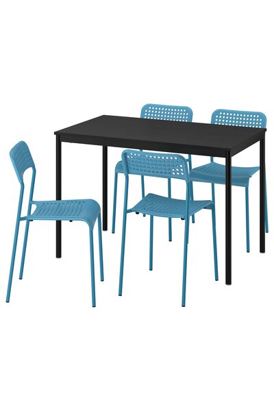OEM Masă + 4 scaune 110x67 cm negru negru/albastru SANDSBERG Seturi de masă 4...