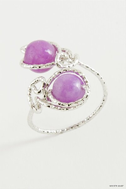 ZERO LAND Spt-Gld Ceyt Natural Stone Ring (114520) Silver Color