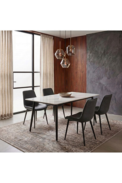 Baytonia Folio Dining Table Set - 4 Seater - Dark Grey & Multicolor