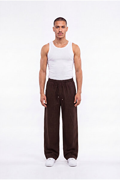 Machinist Men's Baggy Linen Trousers Brown