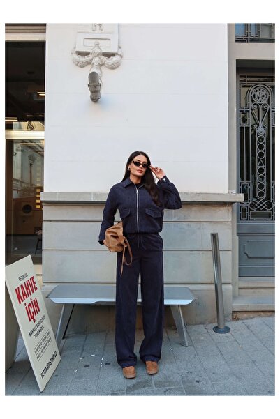 ESRAHELVACI Velvet Bag Pocket Jacket Set