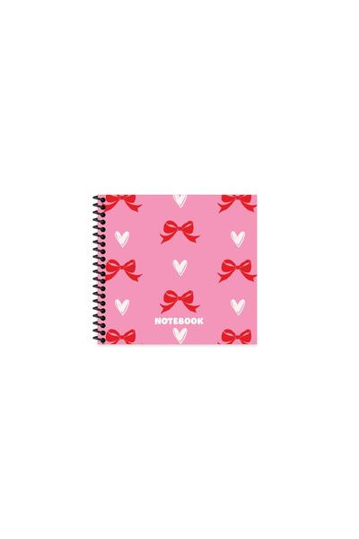 KESKİN COLOR 16X15 Spiral Bound Hardcover Lined Romantic Notebook - Pink Ribbon