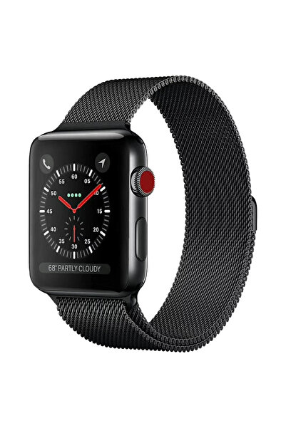 WONEW Apple Watch Metal Örgülü 42/44/45 mm Apple Watch Kayışı – Siyah