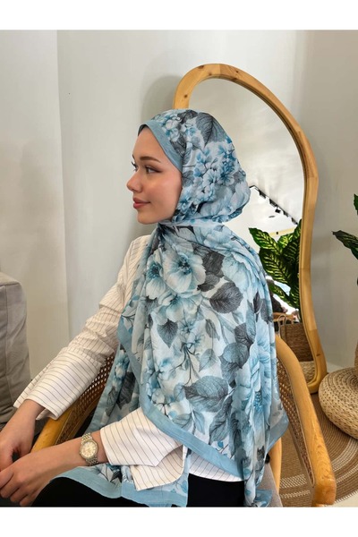 Peony Desen Pamuk Kraş Şal Bebe mavi
