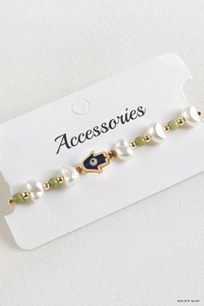 ZERO LAND Spt-Gld Ftm Ana Eli Beaded Pearl Macrame Rope Bracelet (112317) Wat...