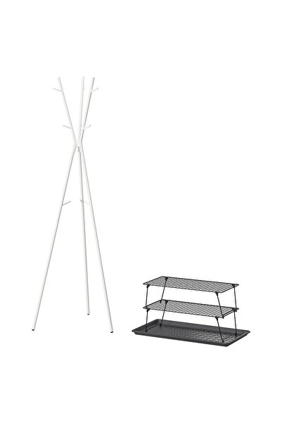OEM Set mobilier hol, 4 piese alb/gri GREJIG / EKRAR Seturi de mobilier pentr...
