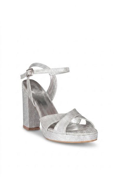 Solly 2105 Mg Silver Platform Heeled Evening Dress Women's Shoes