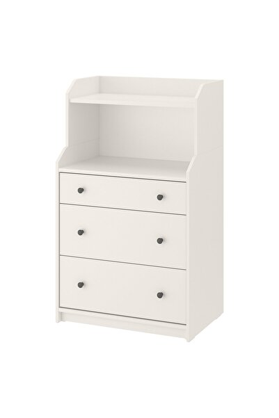 OEM Comodă 3 sertare cu poliţă 70x46x116 cm alb HAUGA Comode cu Sertare