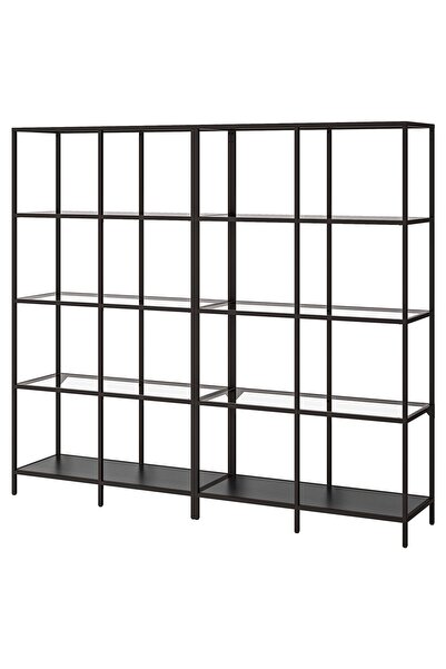 OEM Ansamblu depozitare 200x36x175 cm negru-maro/sticlă VITTSJÖ Etajere
