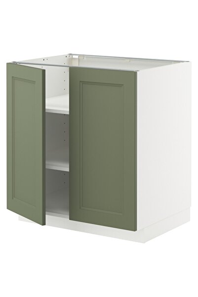 OEM Corp bază cu poliţe/2 uşi 80x60 cm alb/Axstad gri-verde METOD Corpuri baz...