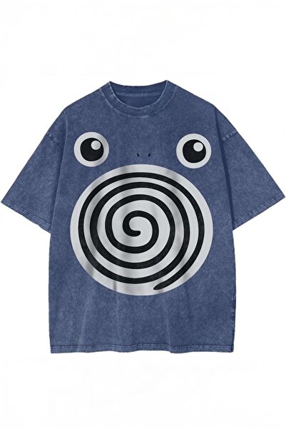 Köstebek Navy Blue Washed Poliwag Pokemon Unisex T-Shirt