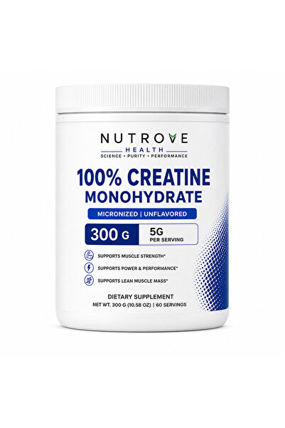 Nutrove Health 100% Micronized Creatine Monohydrate Powder, Unflavoured, 300 ...