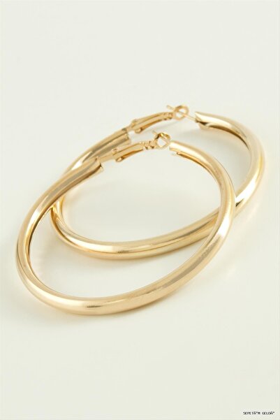 ZERO LAND Spt-Gld Pipe Hoop Earrings 5.5 (111504) cm Yellow