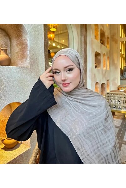 Rise Scarf Su Yolu Desen Pamuk Jakar Şal Bej